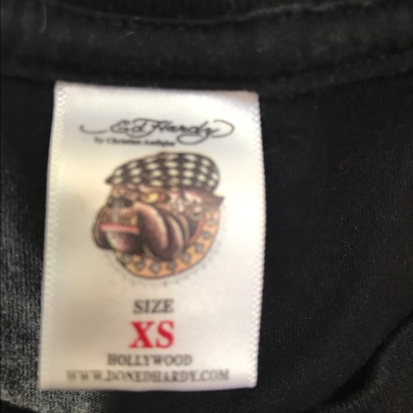 Vintage Don Ed Hardy by Christian Audigier T-Shirt XS Black Shirt Sleeve Tee - Picture 5 of 12